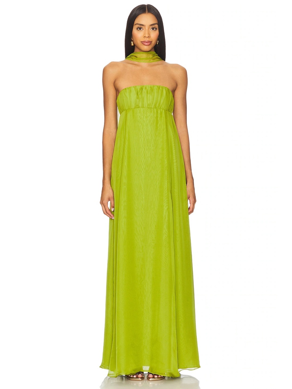 Lovers and Friends Chartreuse Strapless Maxi Dress